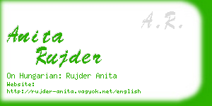 anita rujder business card